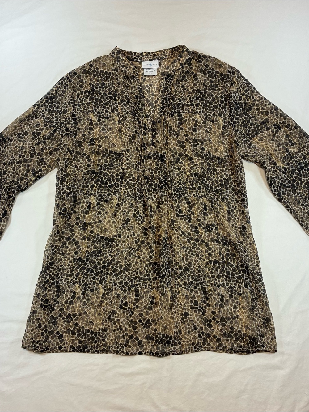 Jaclyn Smith Brown and Black Animal Print 3/4 Sleeve Tunic